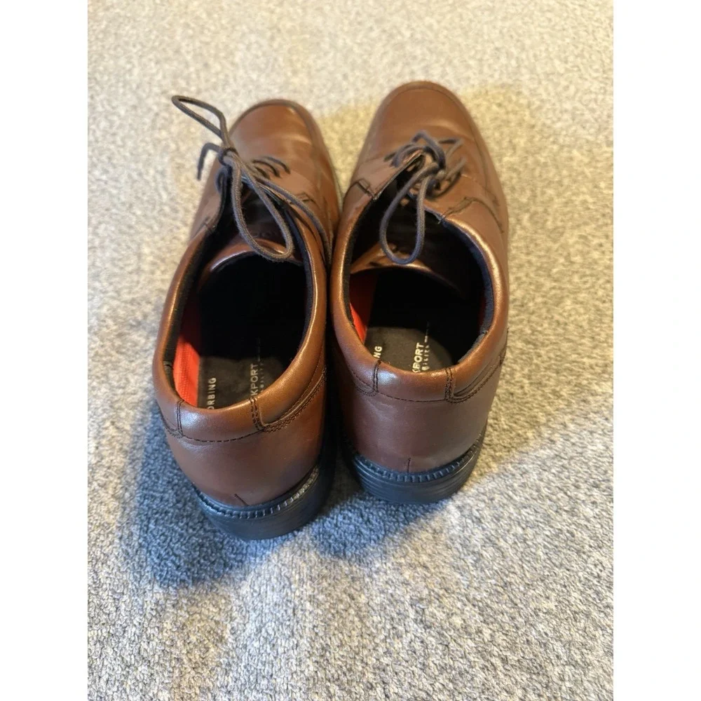 Rockport Waterproof Oxford Mens Sz 11 Brown Leather Apron-Toe Slip Resistant